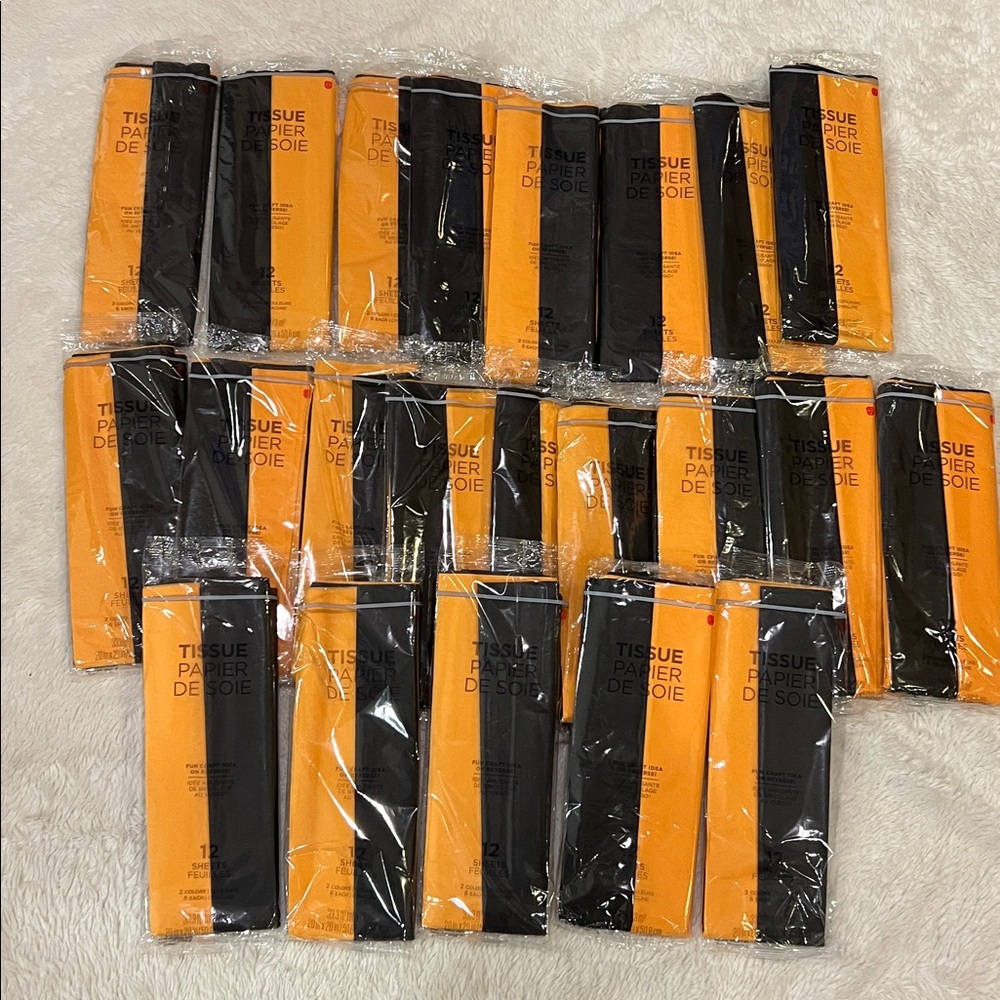 22 packages of Tissue Paper total 264 sheets black, and orange